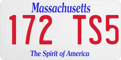 MA license plate 172TS5