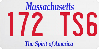 MA license plate 172TS6