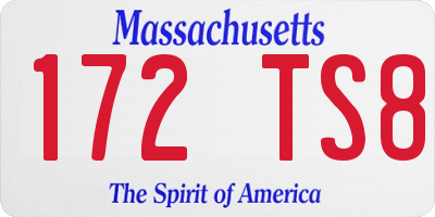 MA license plate 172TS8