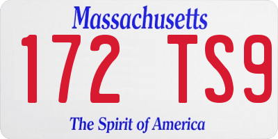 MA license plate 172TS9
