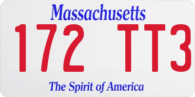 MA license plate 172TT3
