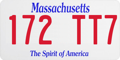 MA license plate 172TT7