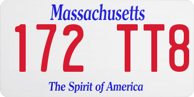 MA license plate 172TT8