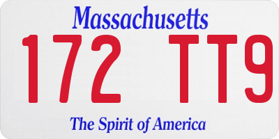 MA license plate 172TT9
