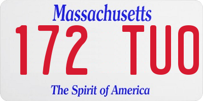 MA license plate 172TU0