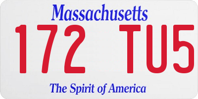 MA license plate 172TU5