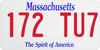 MA license plate 172TU7