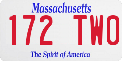 MA license plate 172TW0