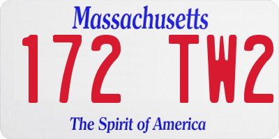 MA license plate 172TW2