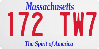 MA license plate 172TW7