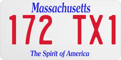 MA license plate 172TX1