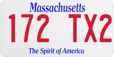 MA license plate 172TX2