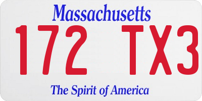 MA license plate 172TX3