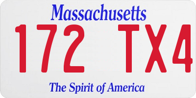 MA license plate 172TX4