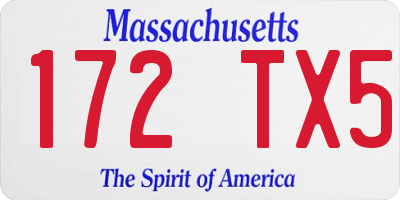 MA license plate 172TX5