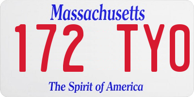 MA license plate 172TY0