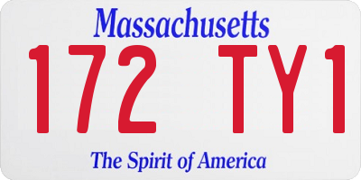 MA license plate 172TY1