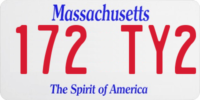MA license plate 172TY2