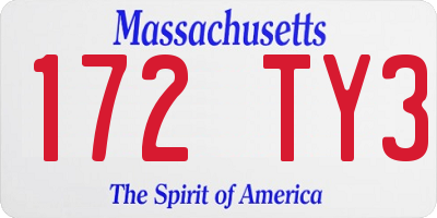 MA license plate 172TY3