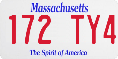 MA license plate 172TY4