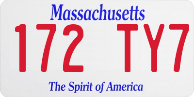 MA license plate 172TY7