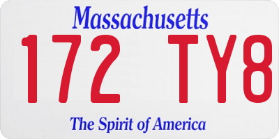 MA license plate 172TY8