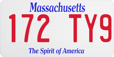 MA license plate 172TY9