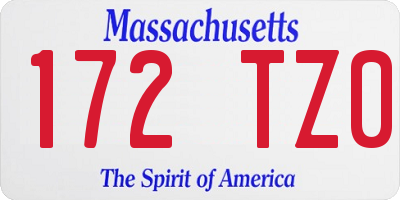 MA license plate 172TZ0