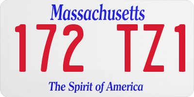 MA license plate 172TZ1