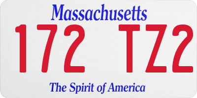MA license plate 172TZ2