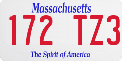 MA license plate 172TZ3