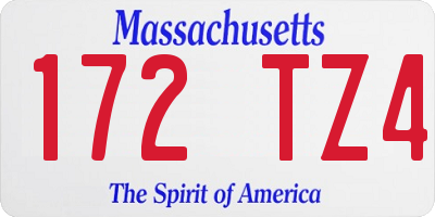 MA license plate 172TZ4