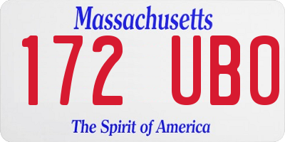 MA license plate 172UB0