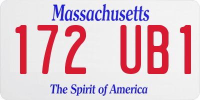 MA license plate 172UB1
