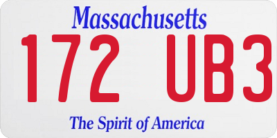 MA license plate 172UB3