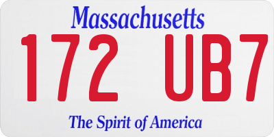 MA license plate 172UB7