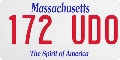MA license plate 172UD0