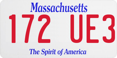 MA license plate 172UE3
