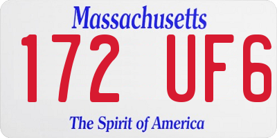 MA license plate 172UF6