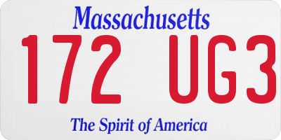 MA license plate 172UG3