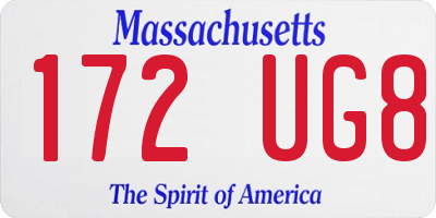 MA license plate 172UG8