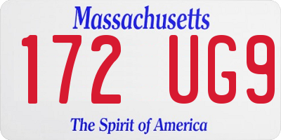 MA license plate 172UG9