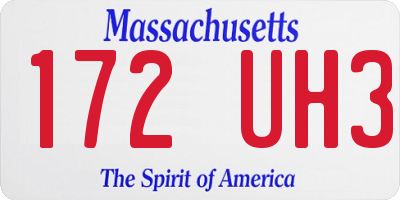 MA license plate 172UH3