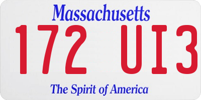 MA license plate 172UI3