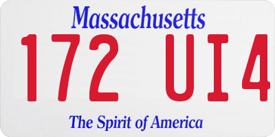 MA license plate 172UI4