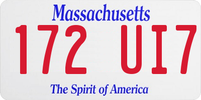 MA license plate 172UI7