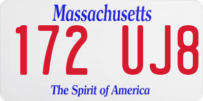 MA license plate 172UJ8