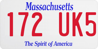 MA license plate 172UK5