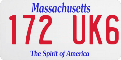 MA license plate 172UK6