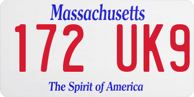 MA license plate 172UK9
